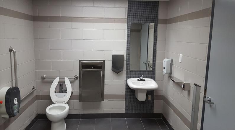 Tansley Woods Community Centre new barrier-free Washroom by Pierre Urban Architects Inc
